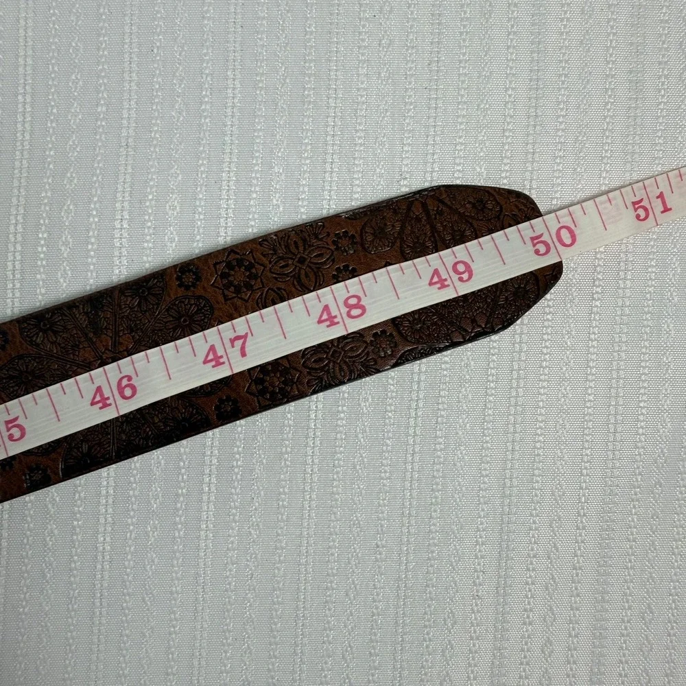 Relic Women Belt 2X Brown Embossed Floral Silver Buckle Western Boho Rustic Plus